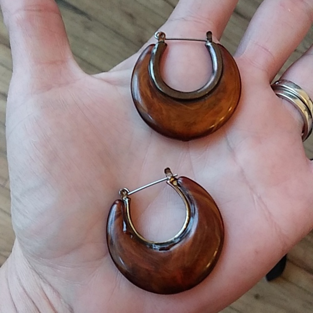 Brown Boho Stament Earrings Hoops & Brown  Beaded Necklace - Picture 7 of 17